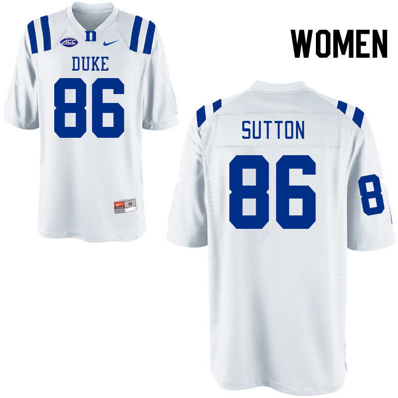 Women #86 Hayes Sutton Duke Blue Devils College Football Jerseys Stitched Sale-White